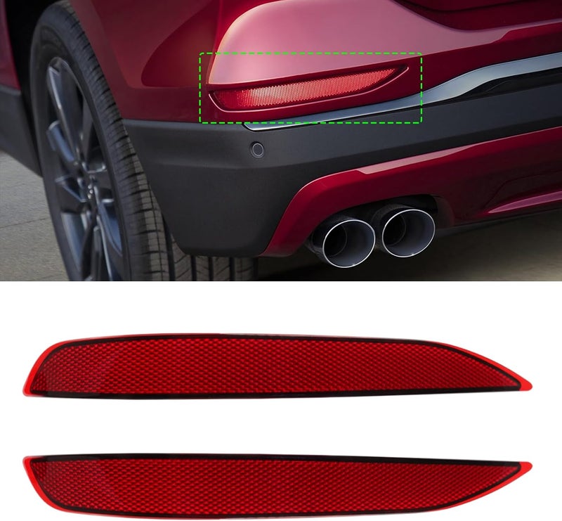 Abodvu Compatible with Chevy Equinox Rear Bumper Reflectors 2018-2022,Left Driver & Right Passenger Side Rear Bumper Red Marker Trims,Back Reflector W/O Bulbs Replacement for 3rd Gen Equinox,(1Pair) - Image 1